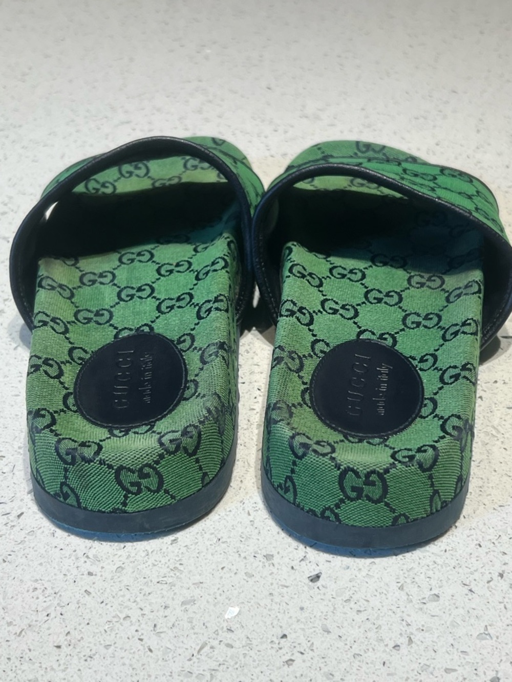 Gucci GG green canvas platform sandals size 10 US - Picture 4 of 10